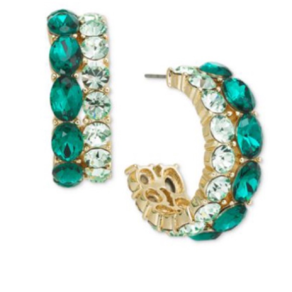 NWT On 34th
Gold-Tone Small Crystal Double-Row C-Hoop Earrings, 0.9"
